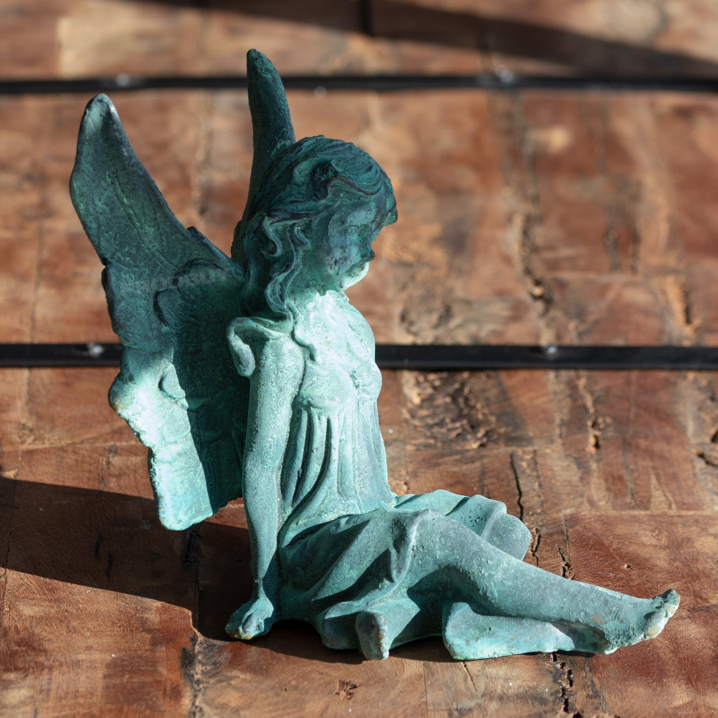 Sitting Fairy With Wings Cast Iron Garden Ornament