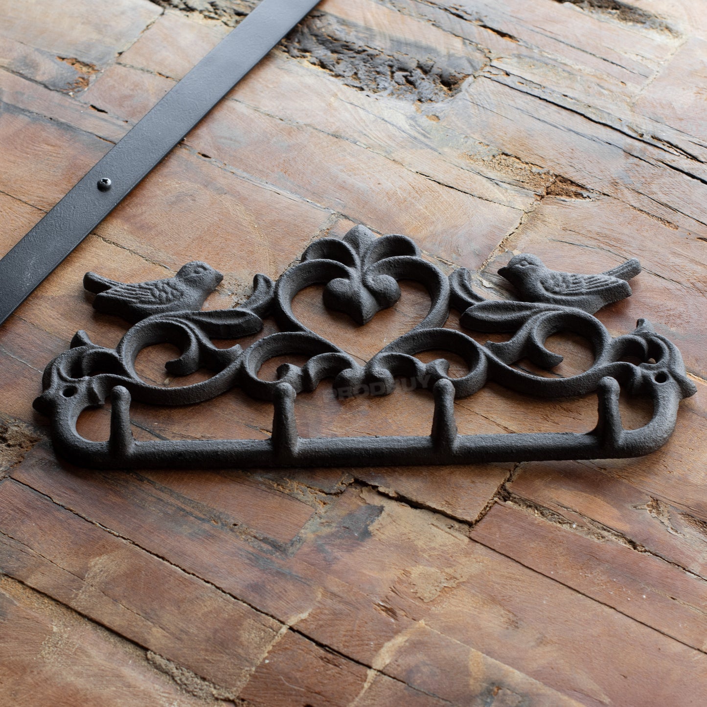 Cast Iron Love Birds 4 Hook Wall Coat Hanger