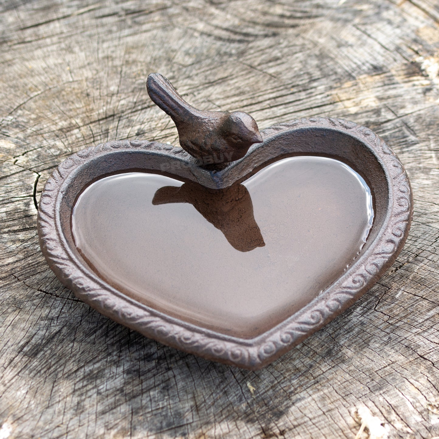 Cast Iron Heart Shaped Bird Bath Feeder Dish