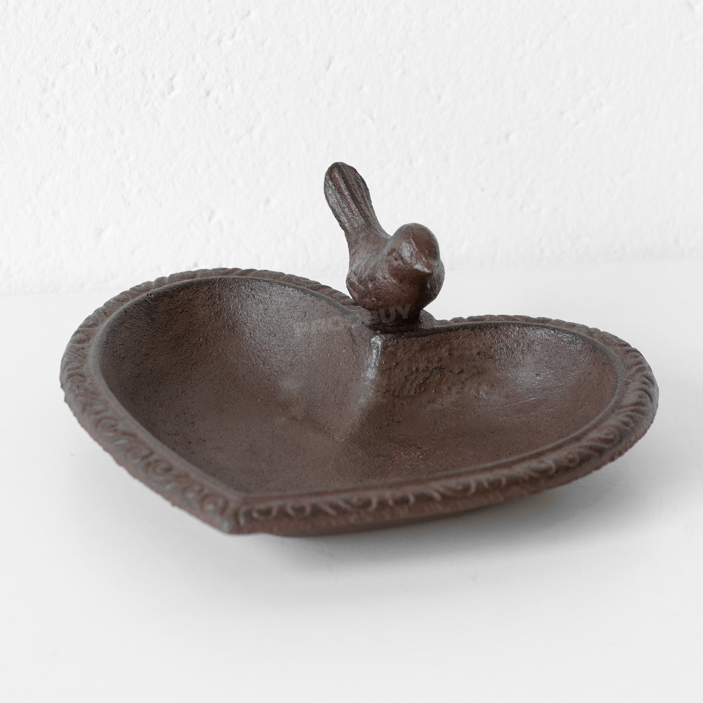 Cast Iron Heart Shaped Bird Bath Feeder Dish