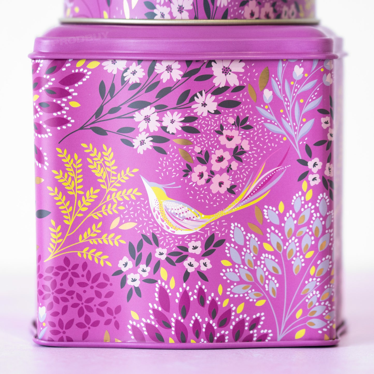 Pink Floral Bird Storage Tin 1L