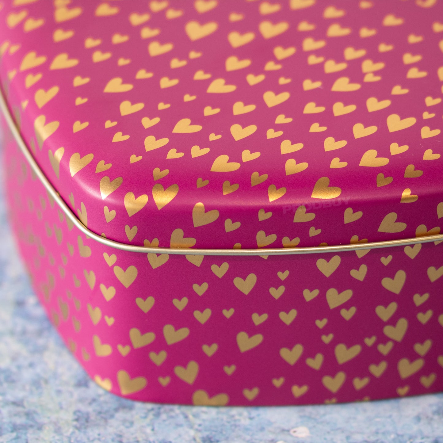 Pink & Gold Heart Shaped Biscuit Storage Tin