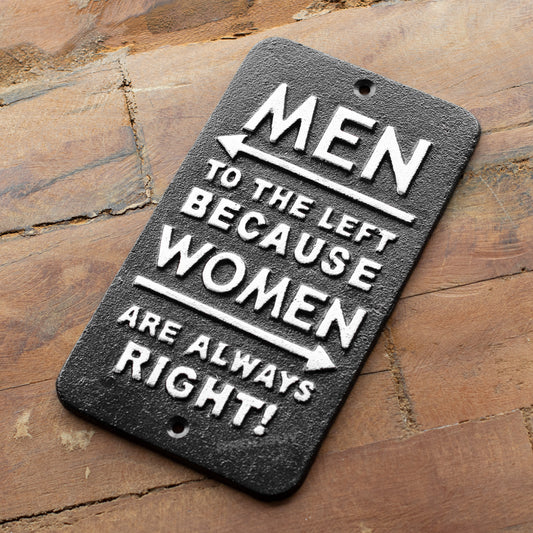 Cast Iron 'Women Are Always Right' Garden Wall Sign