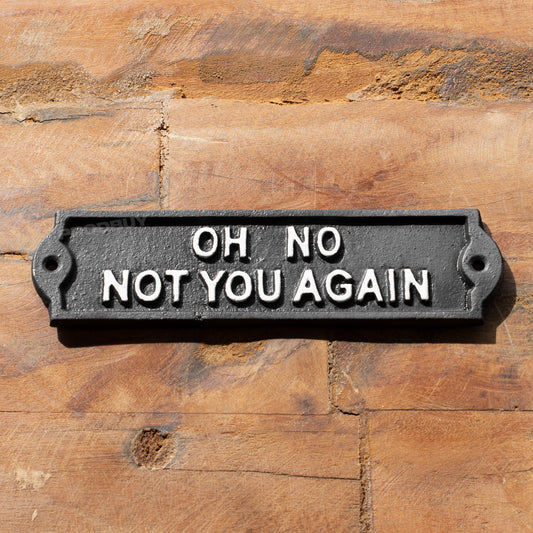 Cast Iron 'Oh No Not You Again' Garden Wall Sign