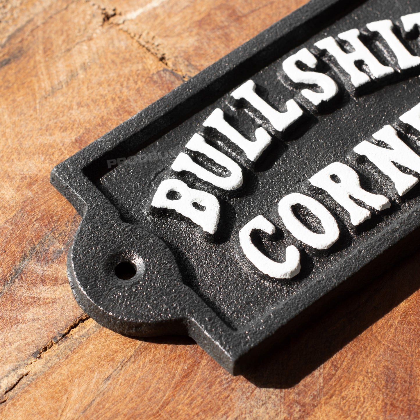 Small 'Bullshit Corner' Cast Iron Wall Sign