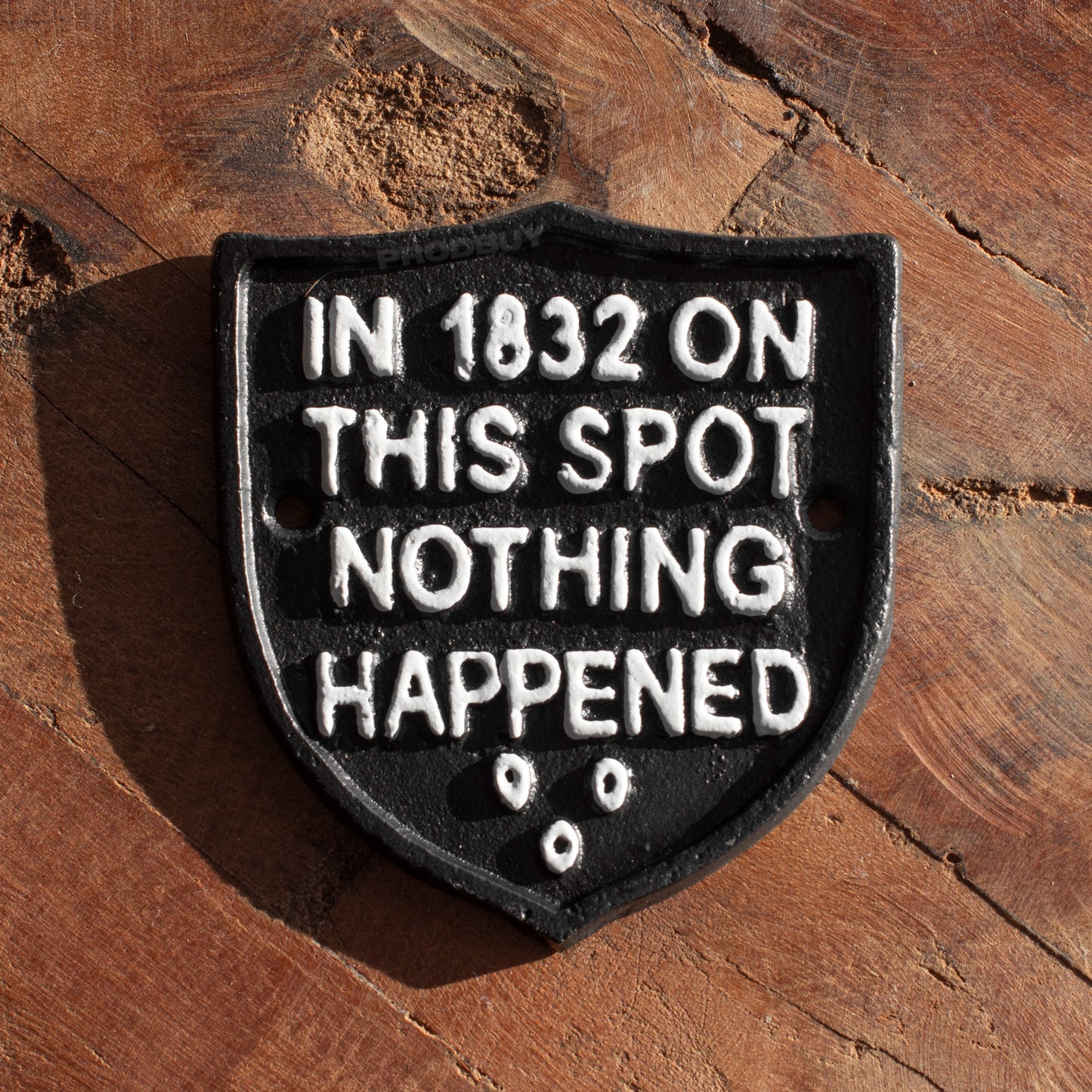 Cast Iron 'On This Spot Nothing Happened' Wall Sign