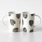 Set of 2 Leaf Crackle Glaze Latte Mugs