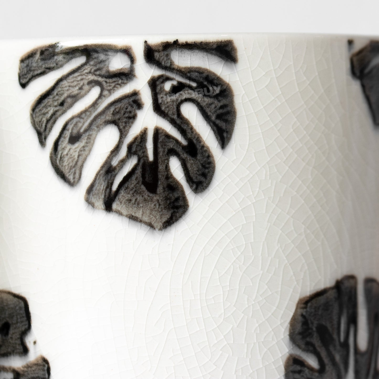 Set of 2 Leaf Crackle Glaze Latte Mugs