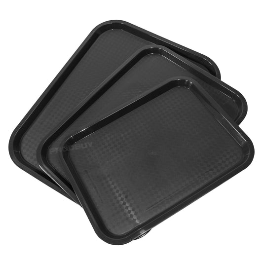 Set of 3 Assorted Black Canteen Serving Trays