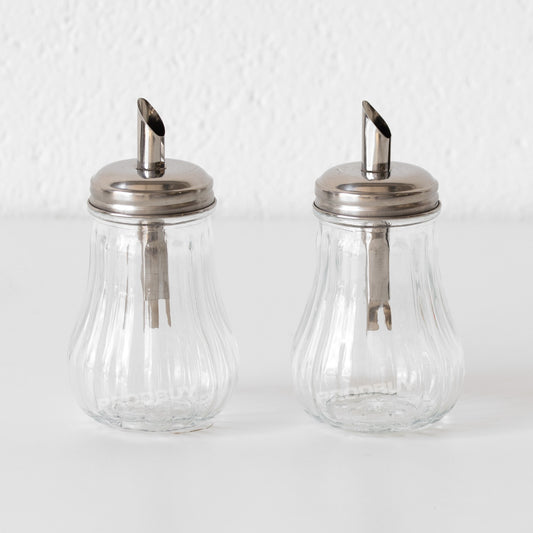 Set of 2 Traditional 200ml Glass Cafe Sugar Pourers