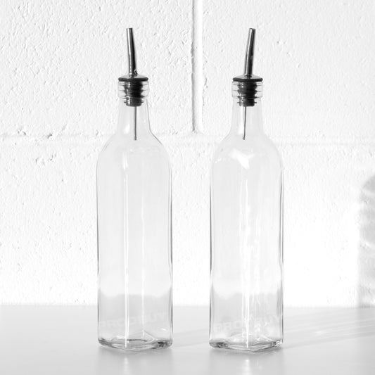 Set of 2 Glass 500ml Olive Oil & Vinegar Bottles