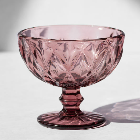 Set of 2 Pink/Red Glass Sundae Dishes