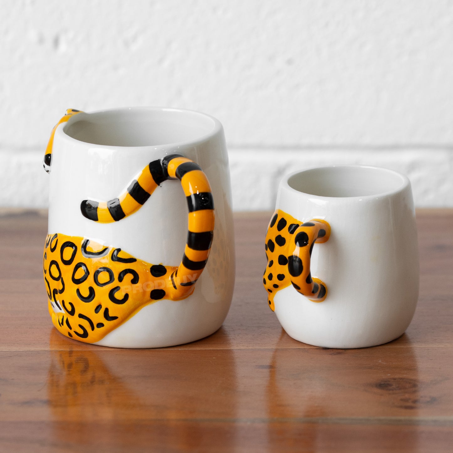 Set of 2 Cheetah Mugs Small & Large Gift Cups