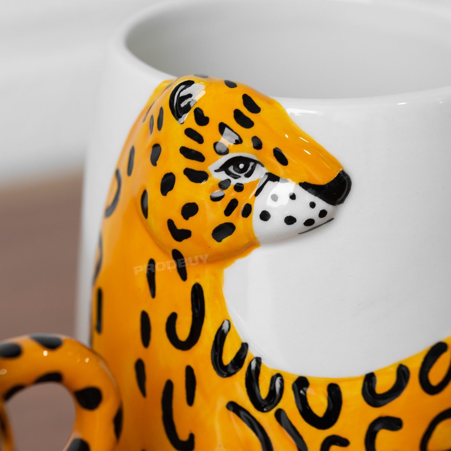 Set of 2 Cheetah Mugs Small & Large Gift Cups