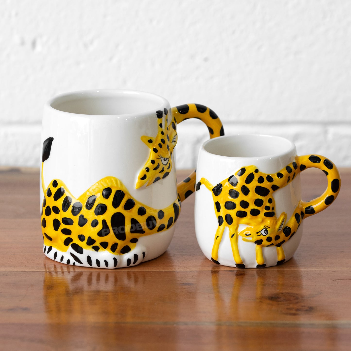 Set of 2 Giraffe Mugs Small & Large Gift Cups