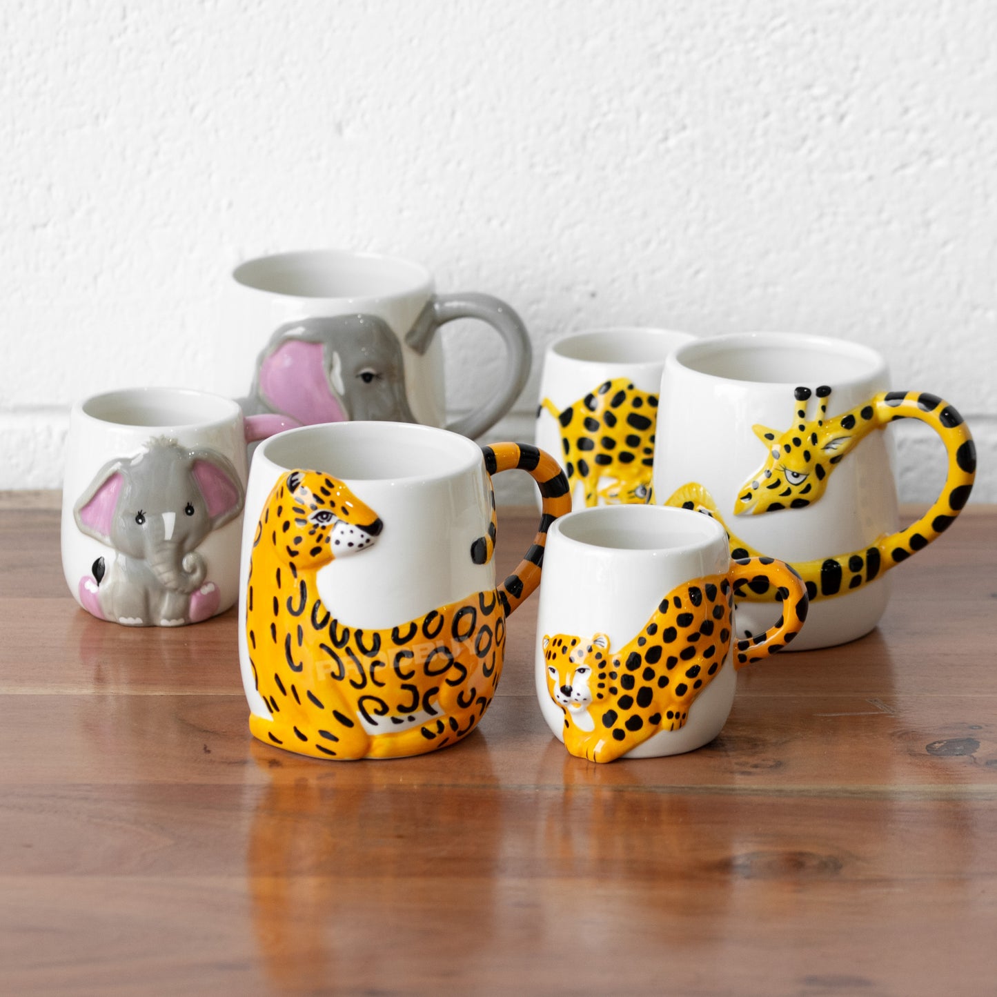 Set of 2 Cheetah Mugs Small & Large Gift Cups