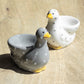 Set of 2 Grey & White Duck Ceramic Novelty Egg Cups