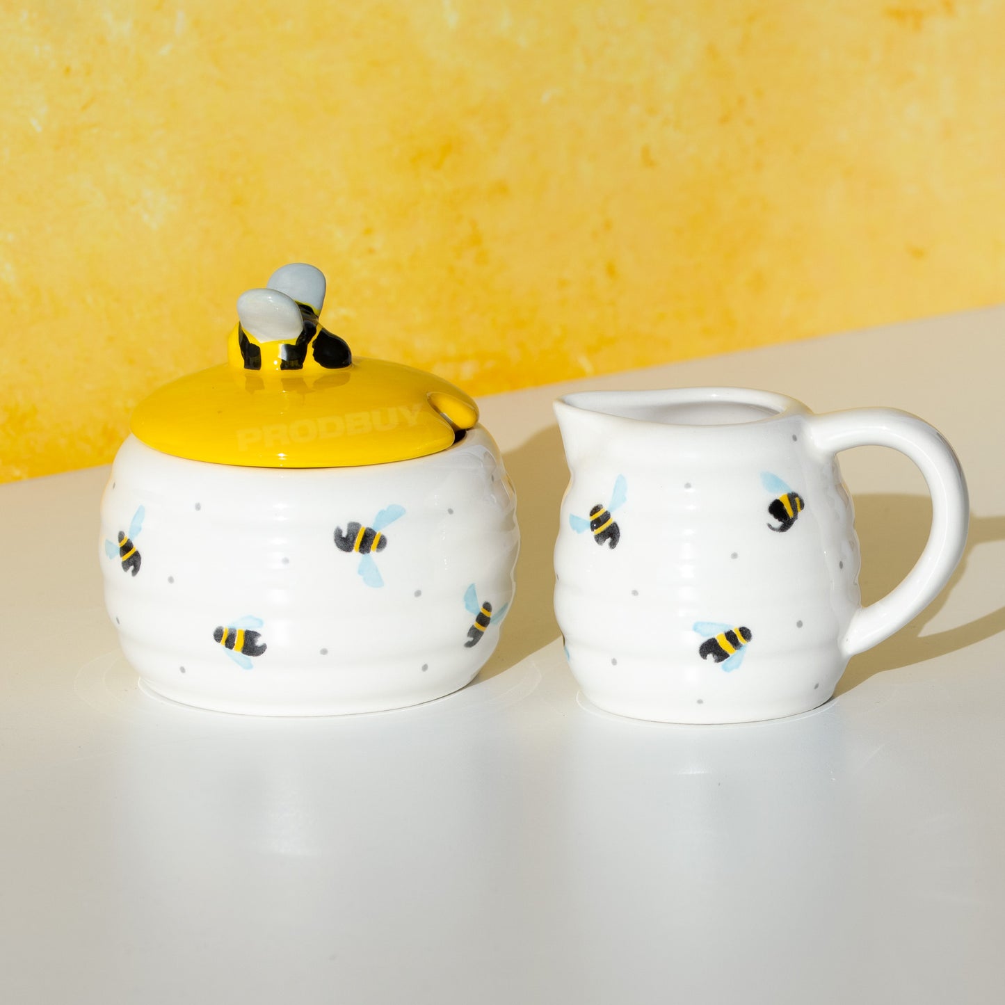 Sweet Bee Ceramic Milk Jug and Sugar Bowl Set