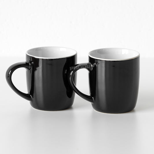 Set of 4 Black Stoneware 10oz Coffee Mugs
