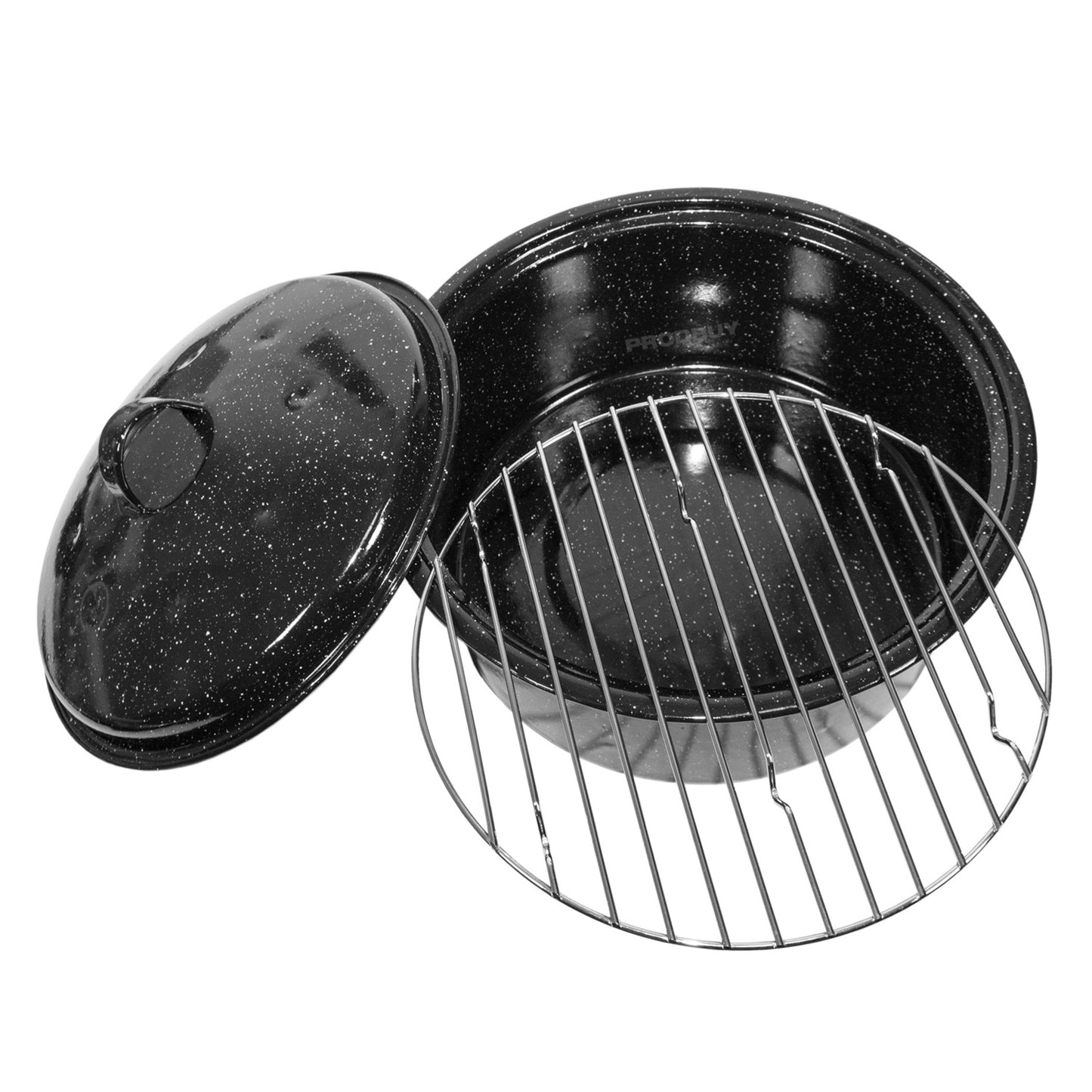 Large Back 4.5 Litre Round Self Basting Enamel Roasting Dish