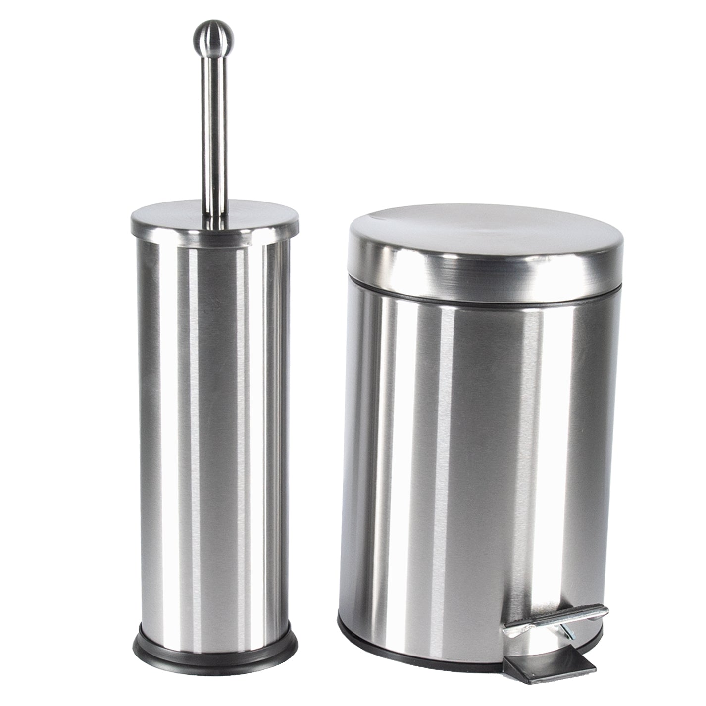 2 Piece Bathroom Accessories Set - Toilet Brush and Pedal Bin