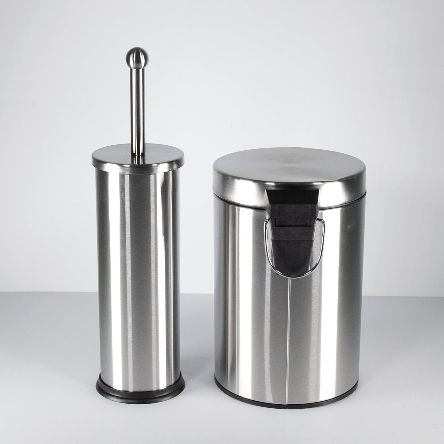 2 Piece Bathroom Accessories Set - Toilet Brush and Pedal Bin