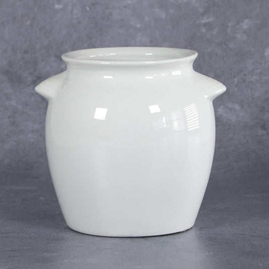 Small White Glazed Ceramic Storage Pot