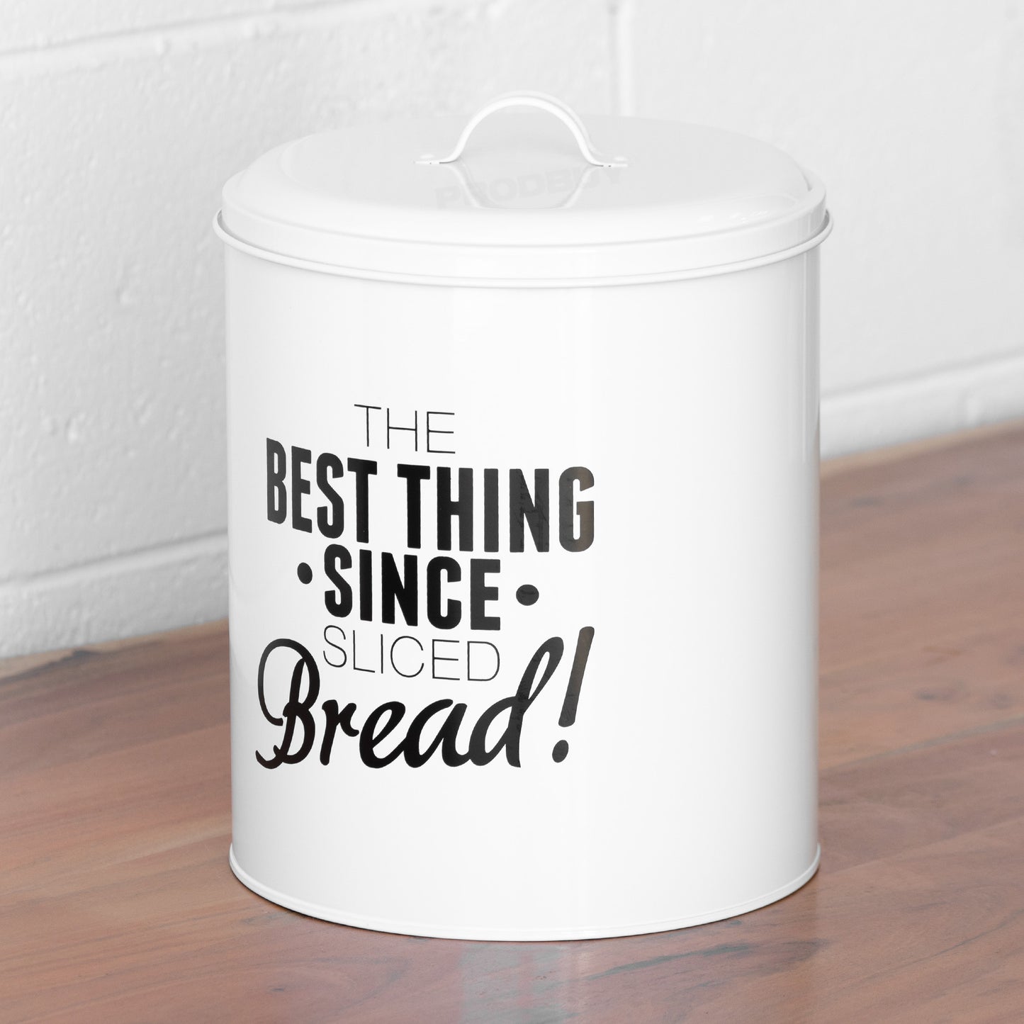 'Best Thing Since Sliced Bread' White Metal Storage Bin Crock