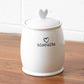 White Heart Ceramic Biscuit Storage Jar