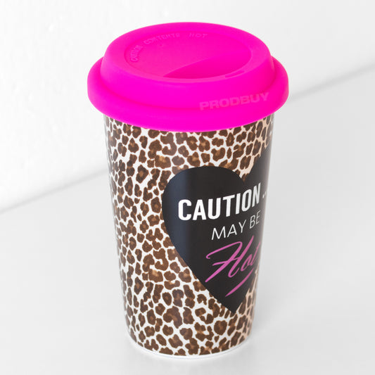Leopard Print Insulated Ceramic Travel Mug