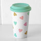 Confetti Hearts Travel Mug Insulated Double Walled Thermal Cup