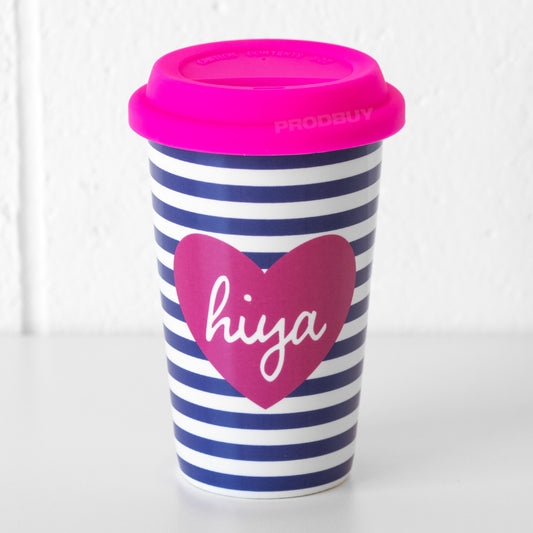 'Hiya' Heart Insulated Double Walled Travel Mug