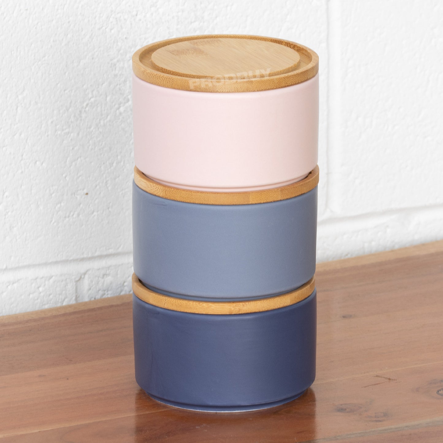Stackable 3 Piece Ceramic Storage Canister Set
