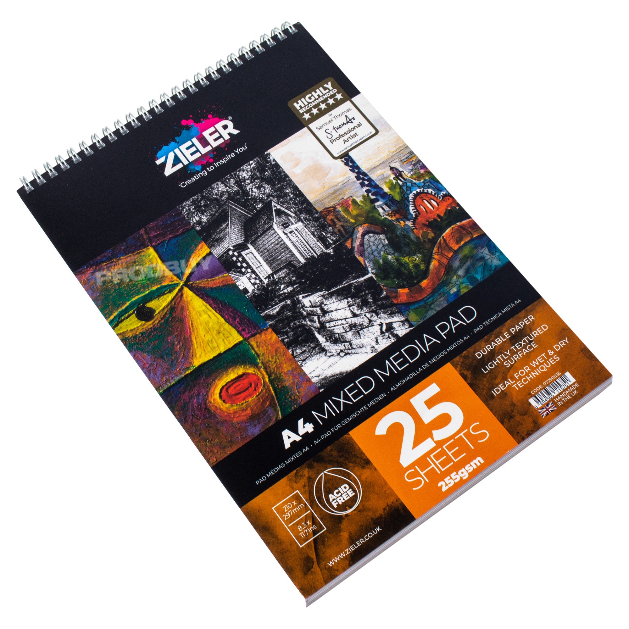 Zieler Spiral A4 Mixed Media Art Pad 25 Sheet 255gsm Robert David Home