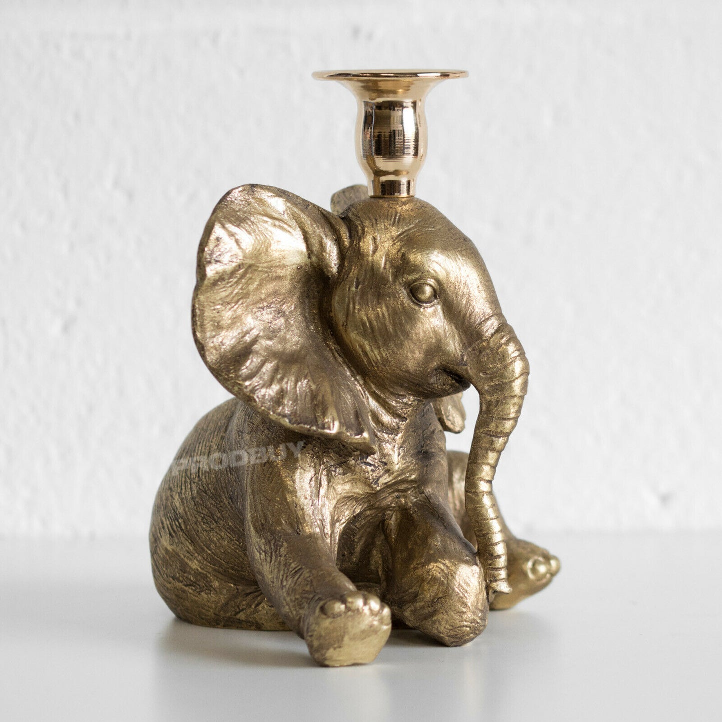 Sitting Elephant 20cm Taper Candlestick