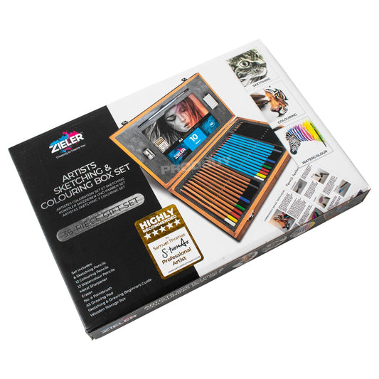 Zieler 36pc Art Pencil Wooden Box Set