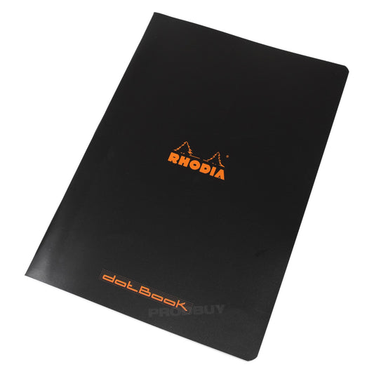 Rhodia Black A4 Notebook with 5mm Dot Grid Bullet Pages & Staplebound Side