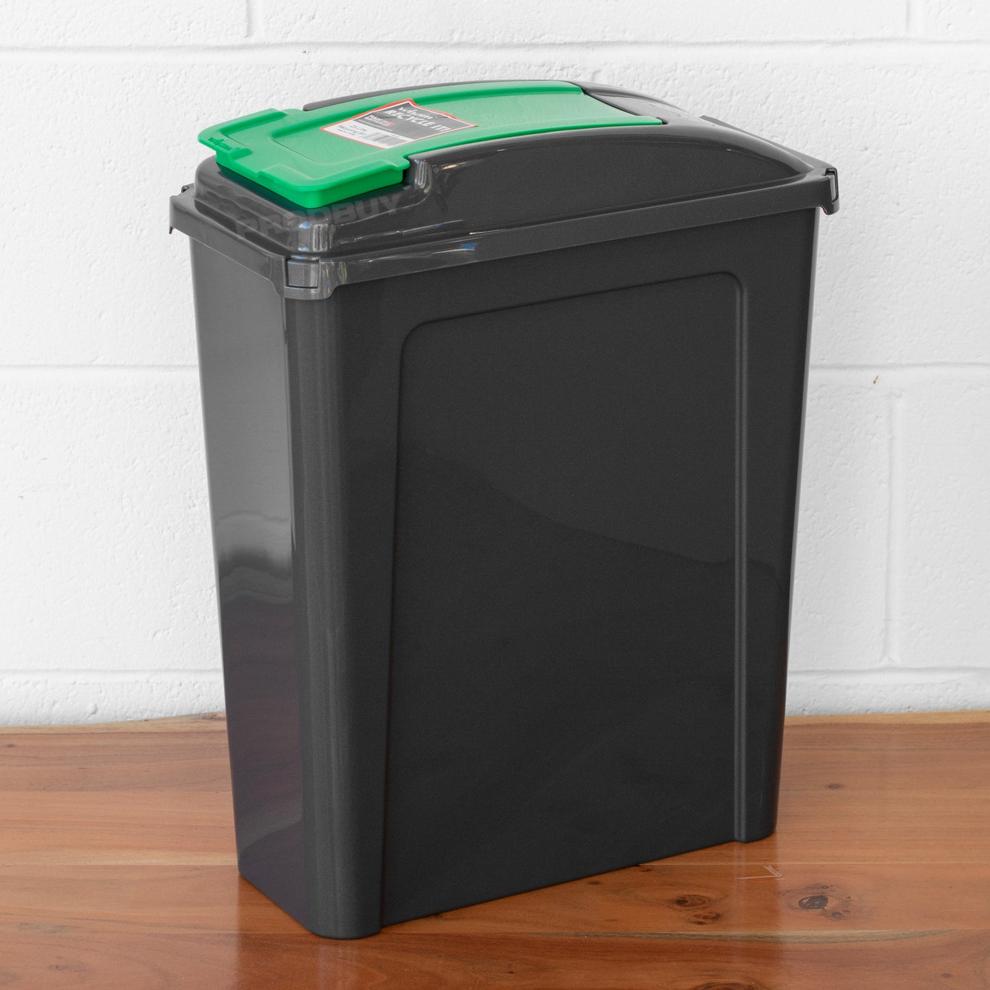 Large 25L Grey & Green Kitchen Recycling Bin