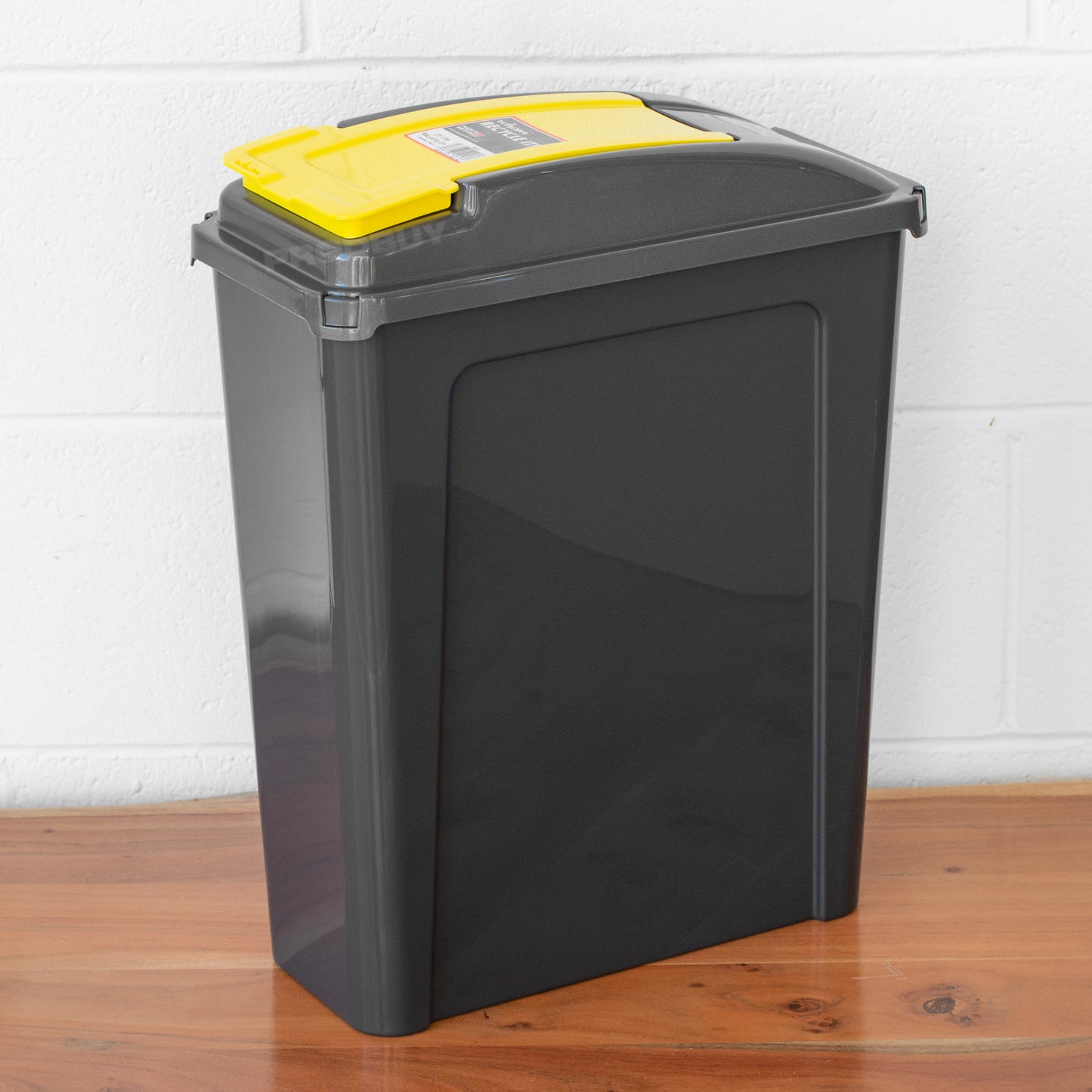 Large 25L Grey & Yellow Kitchen Recycling Bin