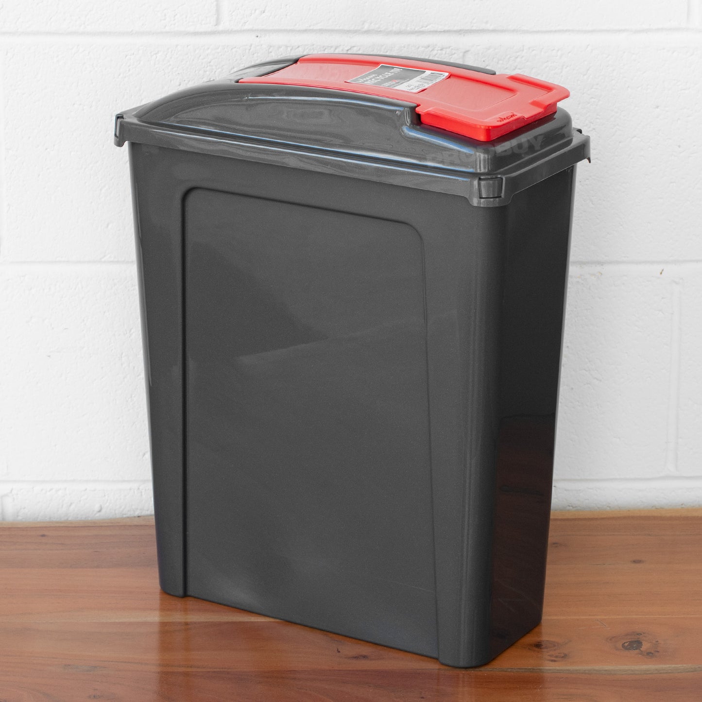 Large 25L Grey & Red Kitchen Recycling Bin