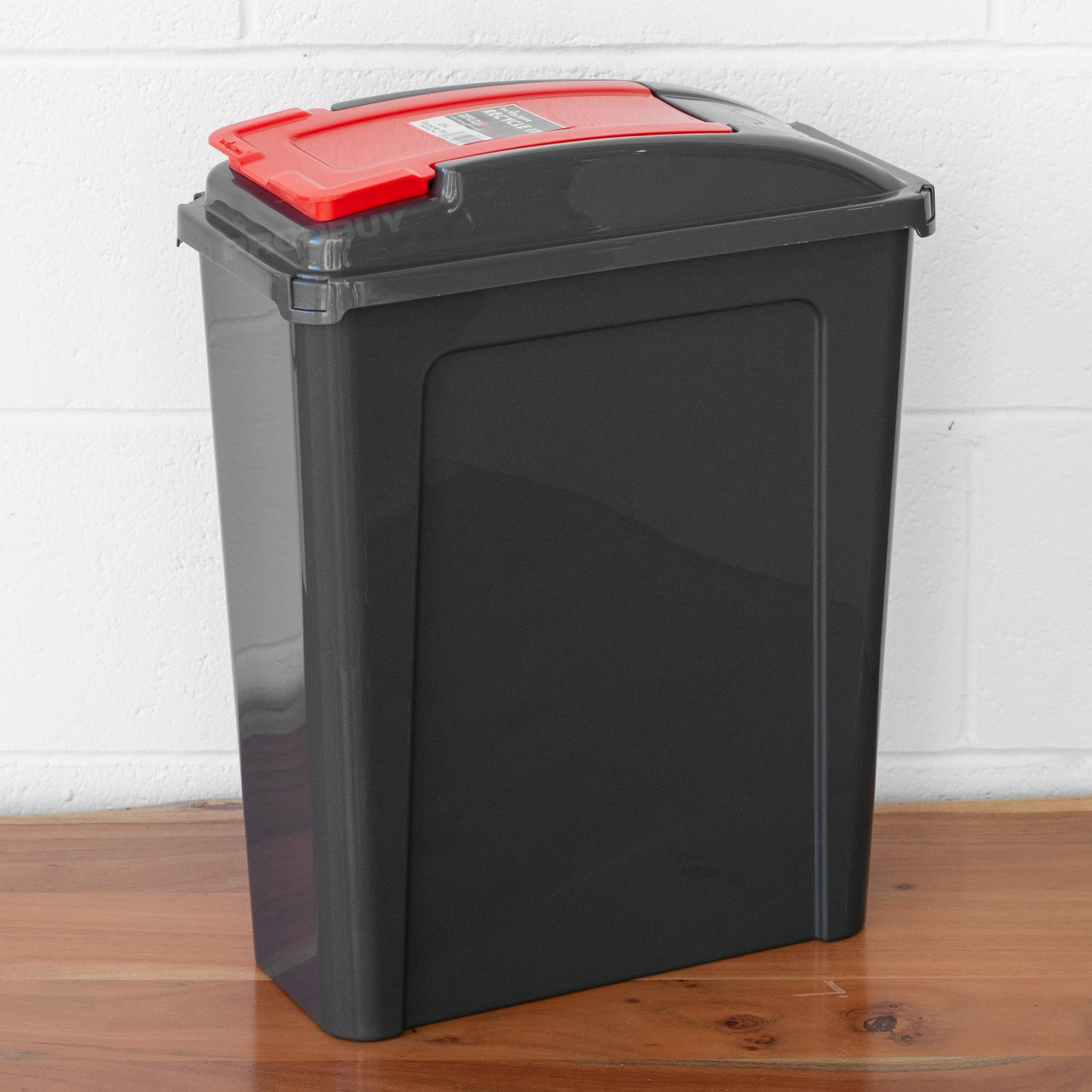Large 25L Grey & Red Kitchen Recycling Bin