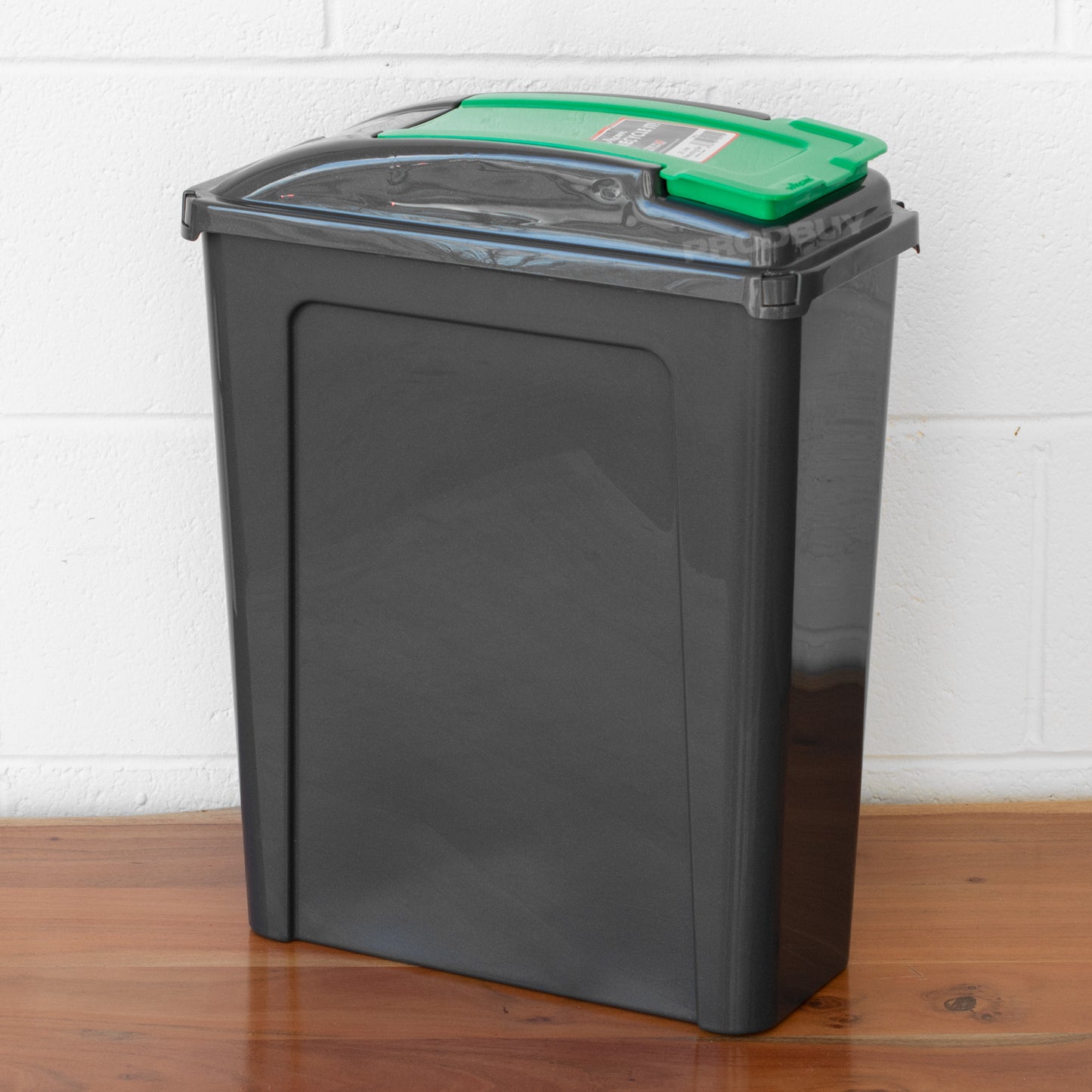 Large 25L Grey & Green Kitchen Recycling Bin