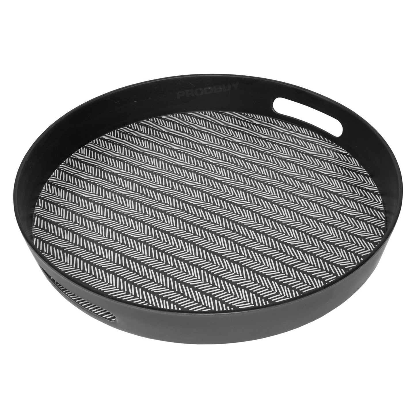 Round Black Bamboo Cafe Serving Tray with Handes