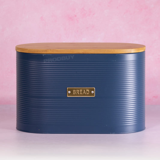 Retro Navy Blue Metal 'Bread' Storage Bin