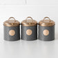 Retro 4 pc Rose Gold Copper Tea Coffee Sugar & Utensil Storage Tin Set