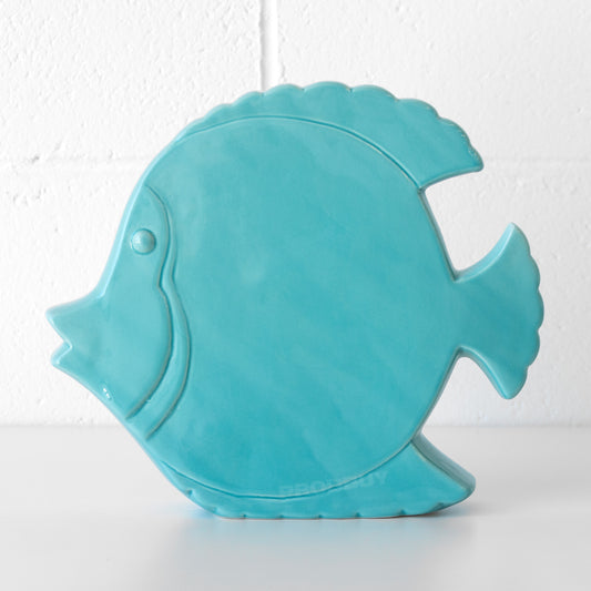 Large Turquoise Fish Ceramic Ornament