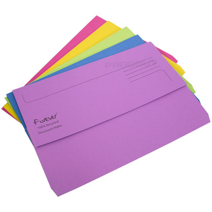 Set of 10 Document Wallets 300gsm Foolscap A4 Paper Folders