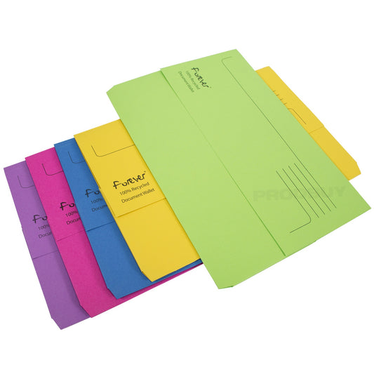 Set of 10 Document Wallets 300gsm Foolscap A4 Paper Folders