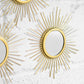 Set of 3 Small Sunburst Gold Frame Glass Round Wall Mirrors