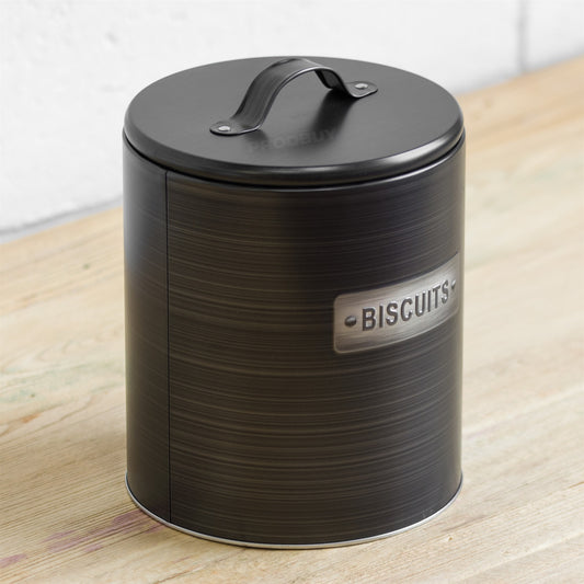 Dark Grey Metal Large 3.8L Biscuit Tin